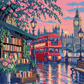 Miniatyrbild: Förhandsvisning: en röd dubbeldäckare vid ett bokstånd, med Big Ben och Themsen