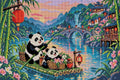 Thumbnail for The Red Lantern Bamboo Ferry, 60x40 cm diamond painting – full design preview without the close-up inset