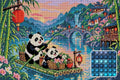 Thumbnail for The Red Lantern Bamboo Ferry, 60x40 cm diamond painting – finished design preview with a close-up of round drills