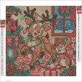 Thumbnail for Diamond painting adhesive canvas preview - The Reindeers Tangled Lights