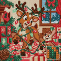 Thumbnail for The Reindeers Tangled Lights, 30x30 cm diamond painting – finished design preview with a close-up of round drills