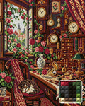 Thumbnail for The Rose Clockmakers Room, 40x50 cm diamond painting – finished design preview with a close-up of square drills
