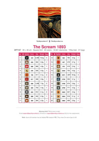 Thumbnail for The Scream 1893 diamond painting color chart – 22 DMC colors