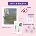 Thumbnail for What is included in the The Sock Thief diamond painting kit - adhesive canvas, reference sheet, tools and numbered drill bags