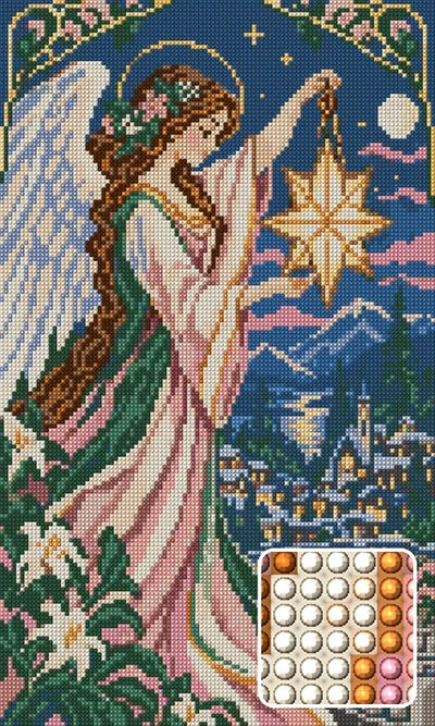 The Star Lantern Messenger, 30x50 cm diamond painting – finished design preview with a close-up of round drills