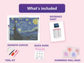Thumbnail for The Starry Night 50x40cm diamond painting kit contents: adhesive canvas, color chart, tools and diamond bags