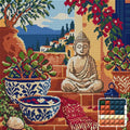 Thumbnail for The Terracotta Meditation Steps, 40x40 cm diamond painting – finished design preview with a close-up of square drills