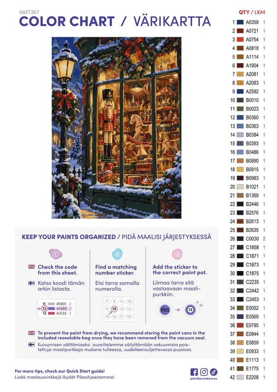 Paint color chart and instructions - The Toy Shop Window 50x70cm