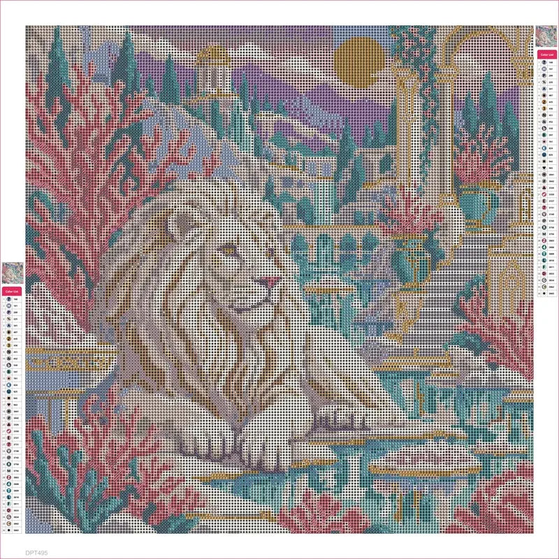 Diamond painting adhesive canvas preview - The White Lion Salt Garden