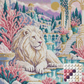 Thumbnail for The White Lion Salt Garden, 50x50 cm diamond painting – finished design preview with a close-up of round drills