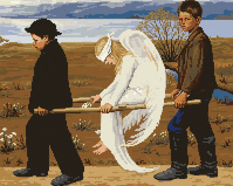The Wounded Angel by Simberg, 50x40 cm diamond painting – finished design preview