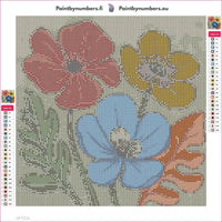 Thumbnail for Three Flowers diamond painting adhesive canvas 30x30cm