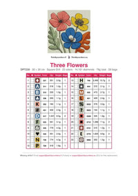 Thumbnail for Three Flowers diamond painting color chart – 23 DMC colors