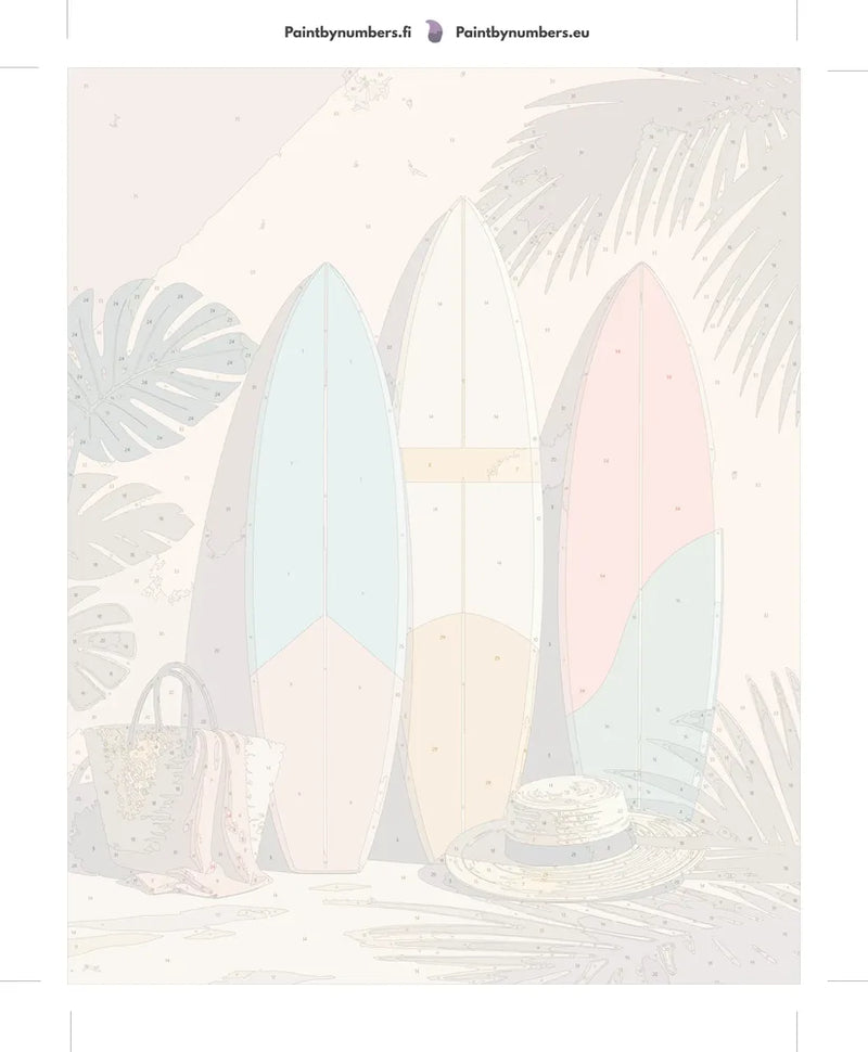 Paint by numbers numbered canvas - Three Surfboards and Hat 40x50cm