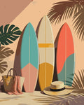 Thumbnail for Three surfboards, straw hat and beach bag paint by numbers.