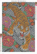 Thumbnail for Diamond painting adhesive canvas preview - Tiger and Peony Tattoo