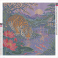 Thumbnail for Diamond painting adhesive canvas preview - Tiger beside the Crimson Pool