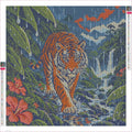 Thumbnail for Diamond painting adhesive canvas preview - Tiger in the Monsoon Clearing