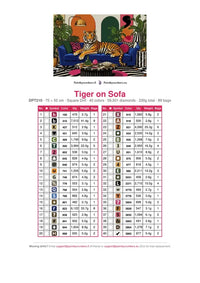 Thumbnail for DMC color chart for Tiger on Sofa diamond painting - 40 colors