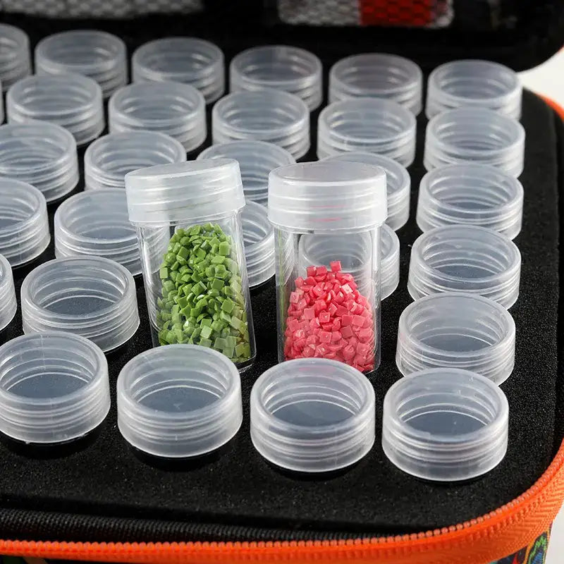 Diamond painting storage case filled with 60 jars