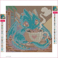 Thumbnail for Diamond painting adhesive canvas preview - Tiny Dragon Guarding a Coffee Cup