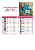 Thumbnail for DMC color chart for Tiny Dragon Guarding a Coffee Cup diamond painting - 20 colors