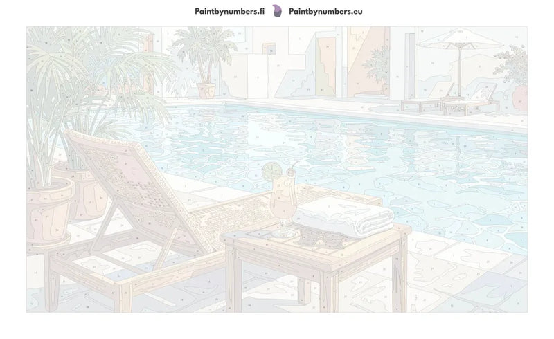 Numeroitu kangas - Lounge Chair by Pool 70x40cm