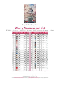 Thumbnail for Cherry Blossoms and Koi timanttimaalauksen värikartta – 35 DMC-väriä