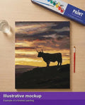Thumbnail for Valmiin numeromaalauksen havainnekuva - Highland Cow at Sunset 40x50cm