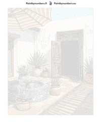 Thumbnail for Paint by numbers canvas - Courtyard Fountain and Plants