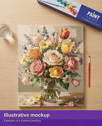 Thumbnail for Valmiin numeromaalauksen havainnekuva - Roses and Tulips Bouquet 40x50cm