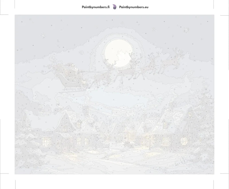 Paint by numbers canvas - Santa Sleigh Over Village
