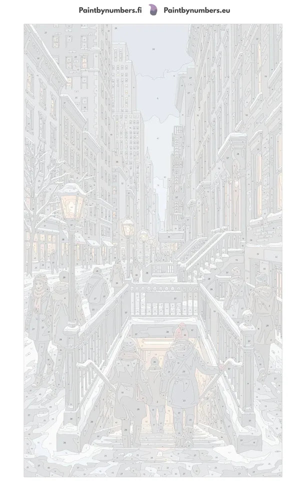 Paint by numbers canvas - People Entering Subway Winter