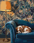 Thumbnail for Brown and white dog sleeping on a blue sofa paint by numbers