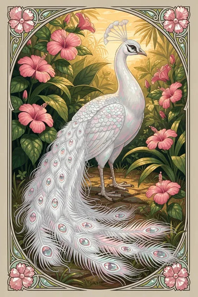 Timanttimaalaus White Peacock Frame