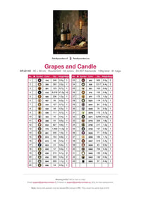 Thumbnail for Grapes and Candle timanttimaalauksen värikartta – 43 DMC-väriä