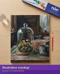 Thumbnail for Valmiin numeromaalauksen havainnekuva - Mushrooms Under Glass Dome 40x50cm