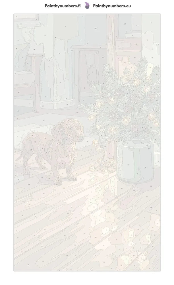 Numeroitu kangas - Dachshund and Pine Branches 40x70cm