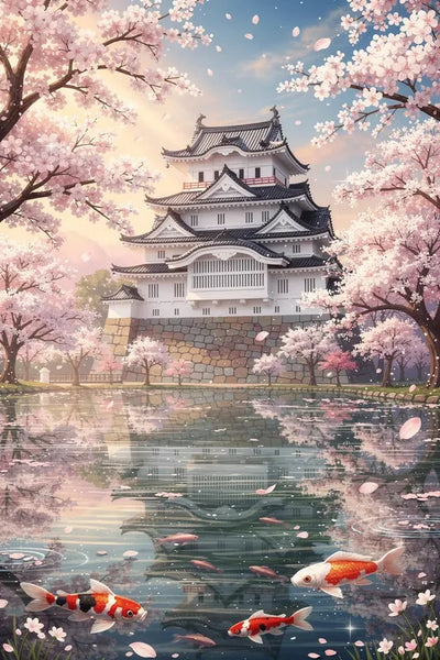 Timanttimaalaus Cherry Blossoms and Koi