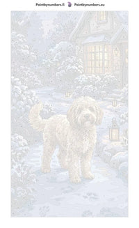 Thumbnail for Numeroitu kangas - Doodle Dog in Snow 40x70cm