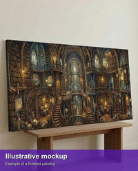 Thumbnail for Valmiin numeromaalauksen havainnekuva - Grand Library Interior 120x60cm