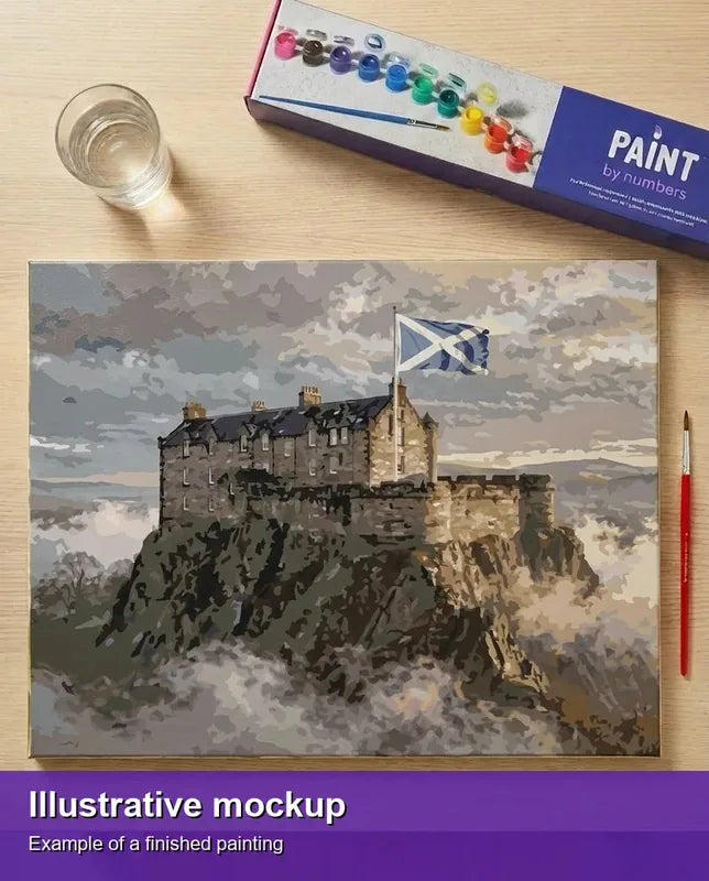 Valmiin numeromaalauksen havainnekuva - Castle on Hill 50x40cm