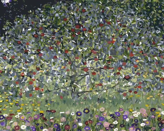 Måla efter nummer-tavla efter Gustav Klimts Apple Tree, I med ett äppelträd