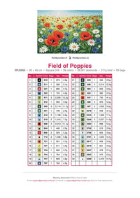 Thumbnail for Field of Poppies timanttimaalauksen värikartta – 39 DMC-väriä