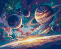 Thumbnail for Planeetat ja tähdet avaruudessa numeromaalaus.