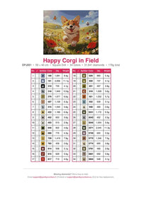 Thumbnail for Happy Corgi in Field timanttimaalauksen värikartta – 34 DMC-väriä