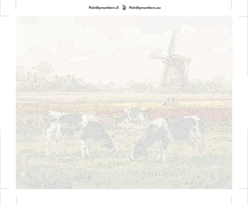 Paint by numbers canvas - Cows with Windmill