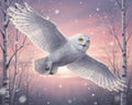 Thumbnail for Timanttimaalaus Snowy Owl in Flight