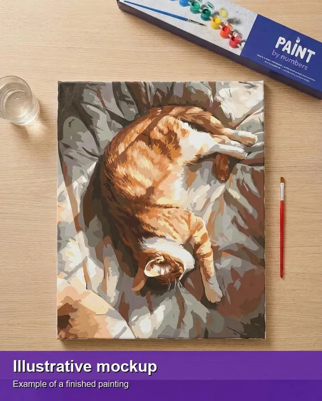Valmiin numeromaalauksen havainnekuva - Comfy Cat 40x50cm