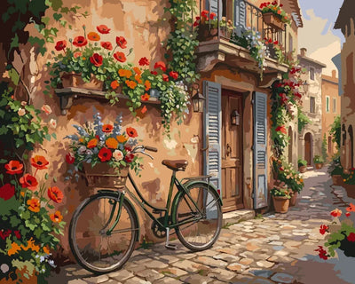 Numeromaalaus Bicycle and Flower Baskets